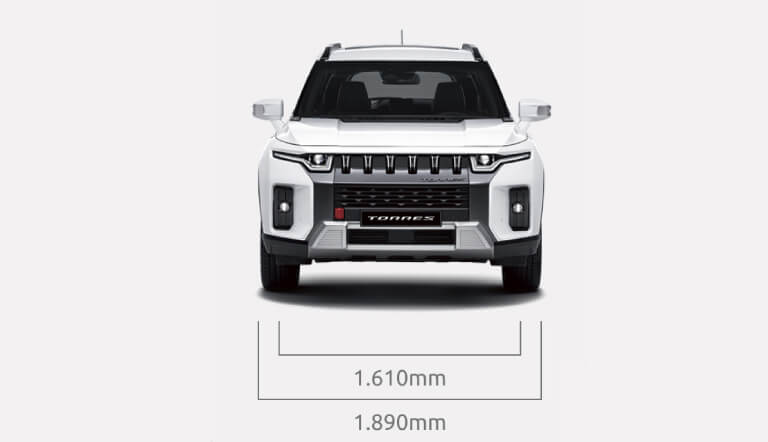 kgm-torres-hybrid-front Levas de control para frenado regenerativo en el volante de KGM Torres Hybrid 2026 - Tecnología de recuperación de energía en 3 niveles