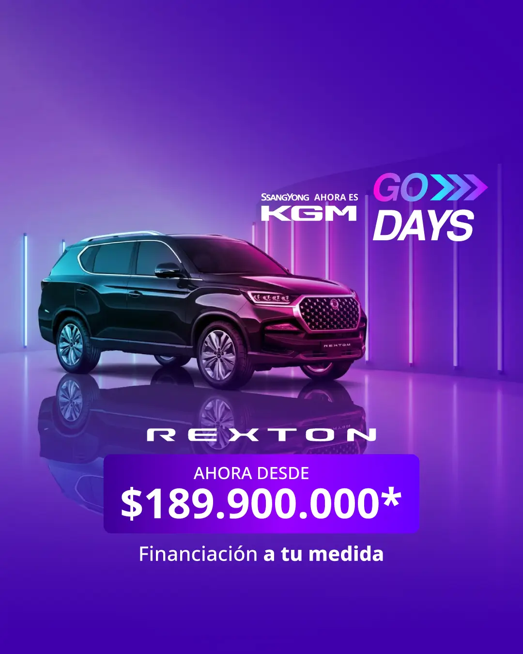 Camioneta KGM Rexton 4x4 con el mejor equipamiento en diseno y espacio para 7 pasajeros