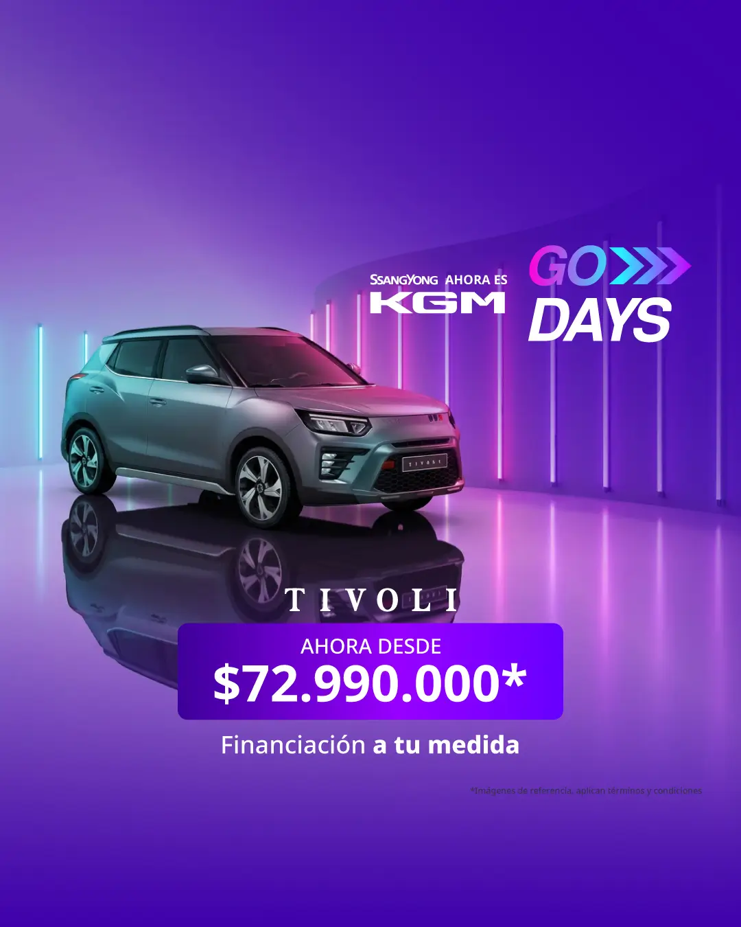 KGM Tivoli SUV en oferta desde 72.990.000 COP KGM Days versión móvil