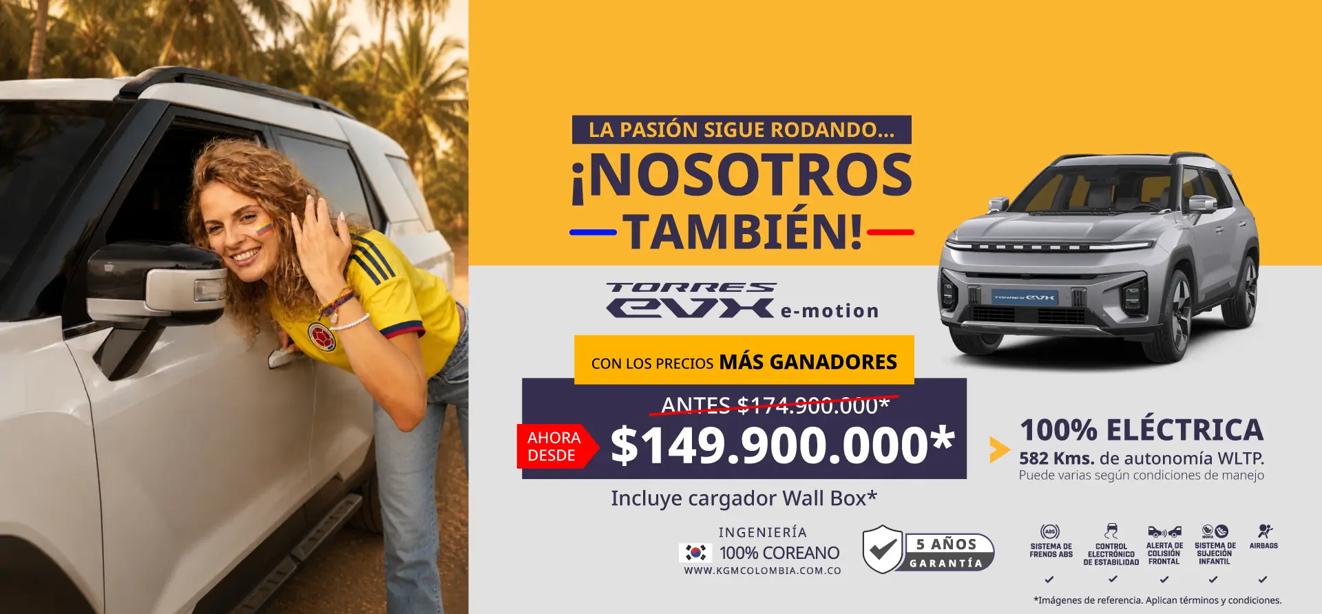KGM Torres EVX Eléctrica - Desktop Camioneta 100 por ciento eléctrica Ssangyong Torres EVX en Colombia por $149.900.000 con cargador Wall Box incluido.