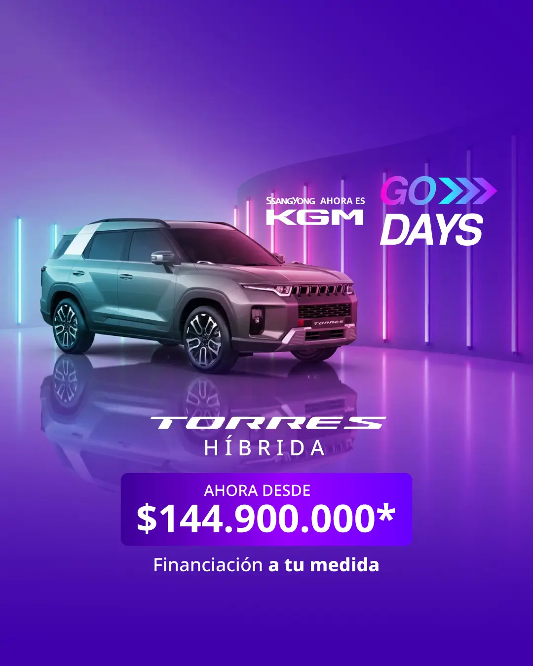 KGM Torres Híbrida en oferta desde 144.900.000 COP versión móvil.