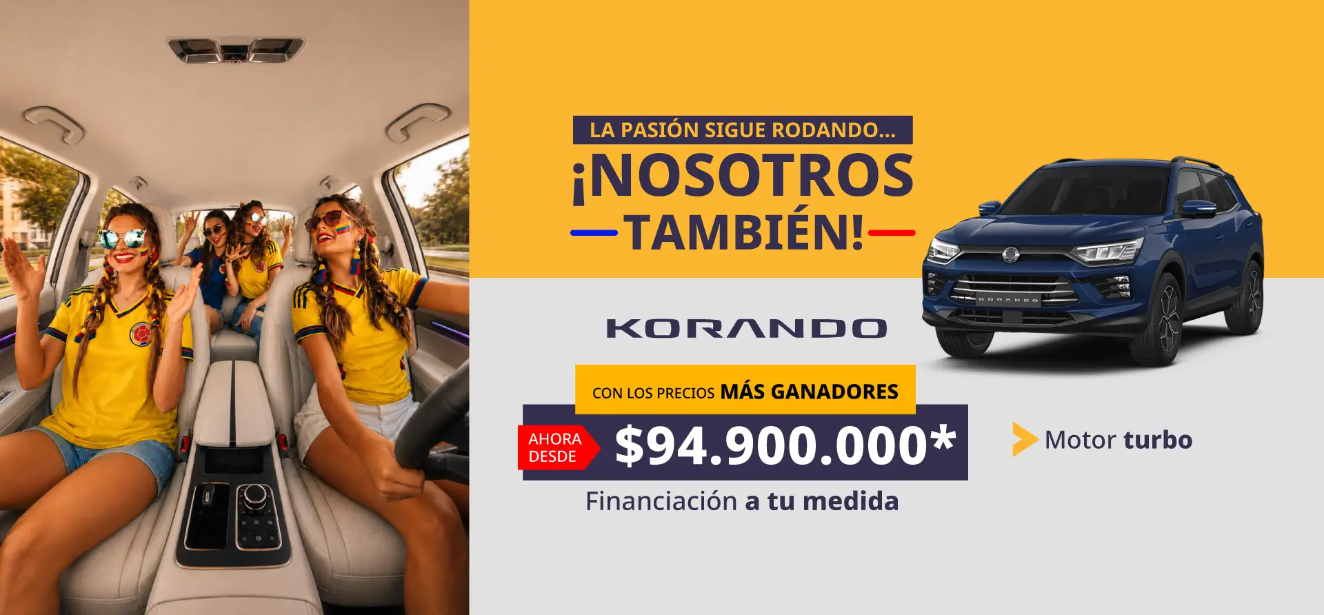 Camioneta SUV Ssangyong Korando color azul oscuro con motor turbo en oferta especial de Julio en Colombia por $94.900.000.