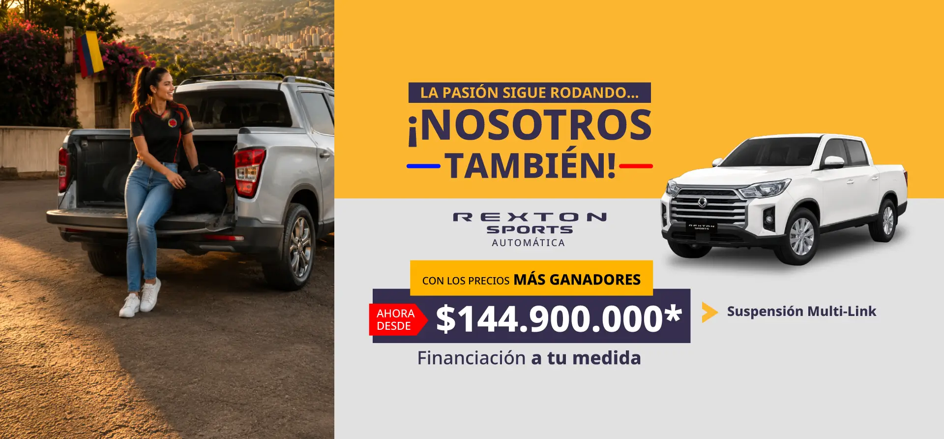 Camioneta pick-up Ssangyong Rexton Sports Automática en oferta de Julio en Colombia por $144.900.000 con suspensión trasera Multi-Link.