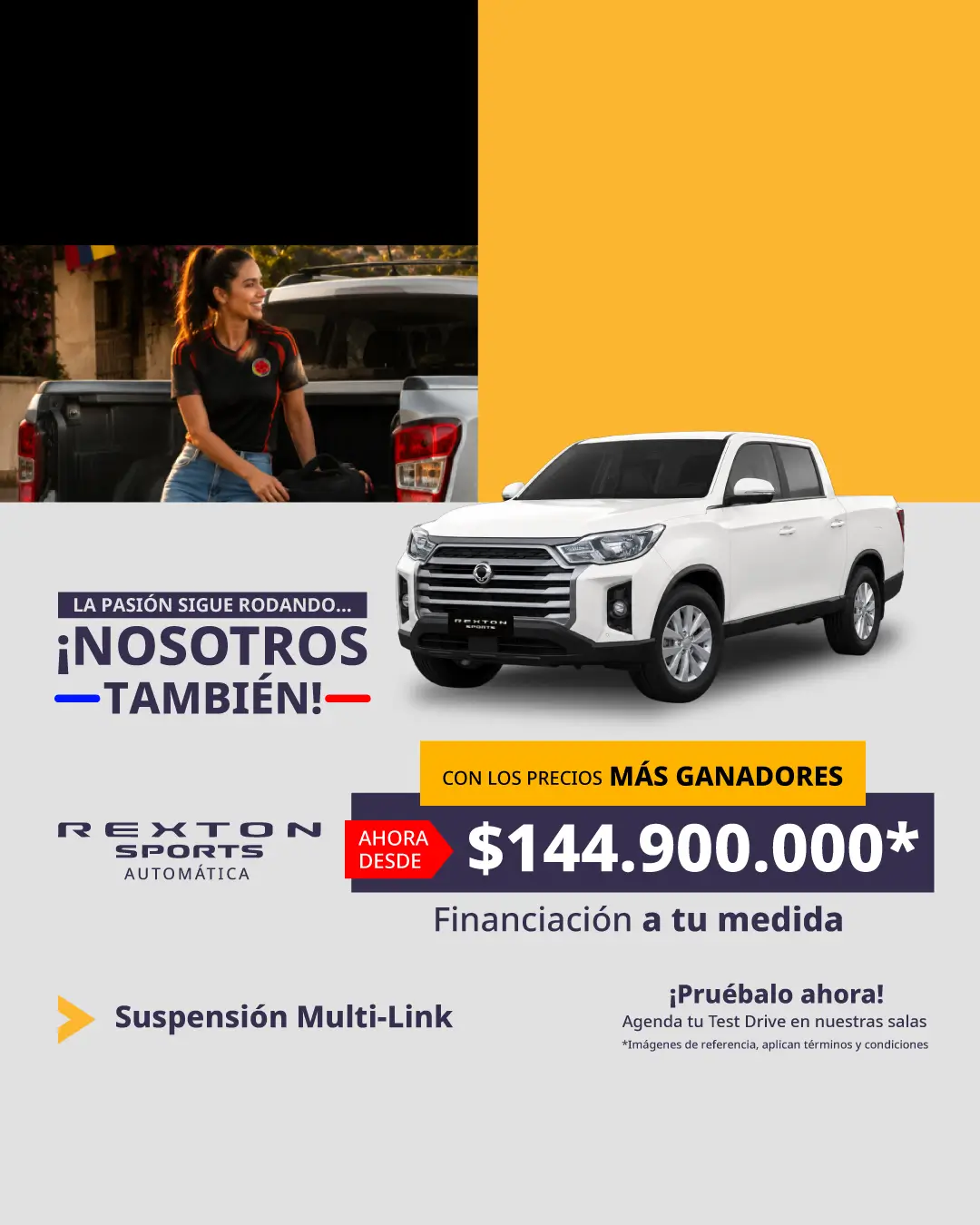 Banner móvil para la camioneta pick-up Rexton Sports Automática en Colombia a precio promocional de $144.900.000.