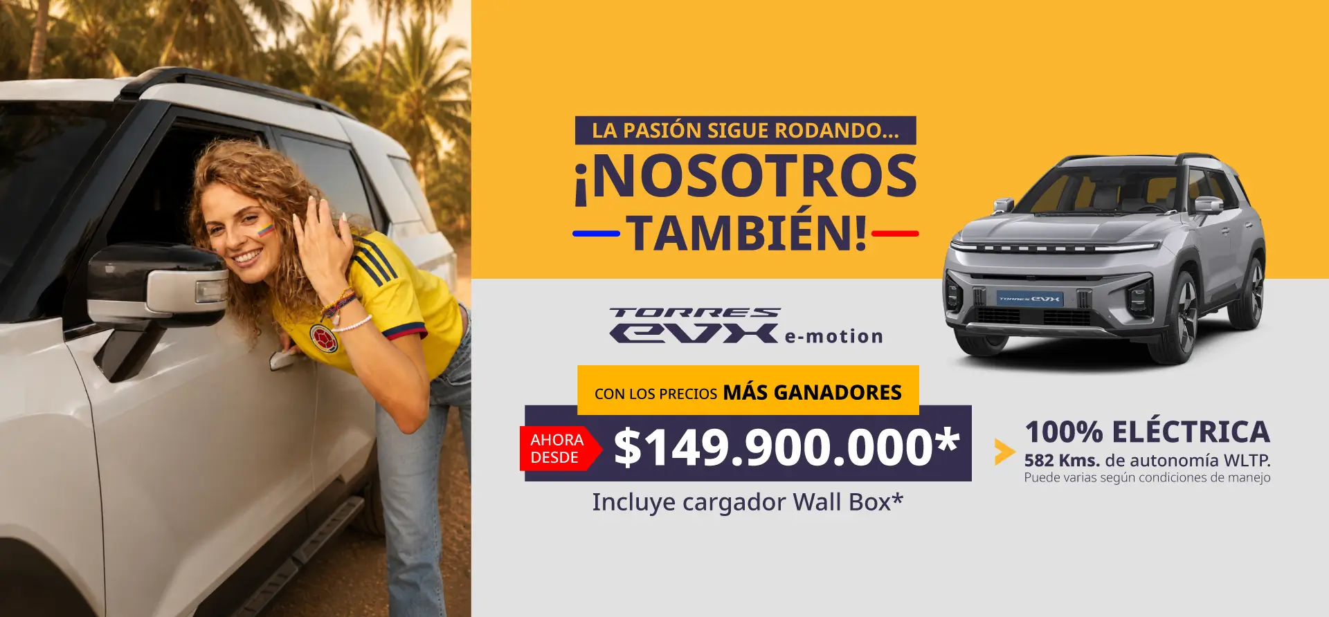 Camioneta Torres EVX 100% Eléctrica con 582 Km de autonomía e incluye cargador Wall Box.
