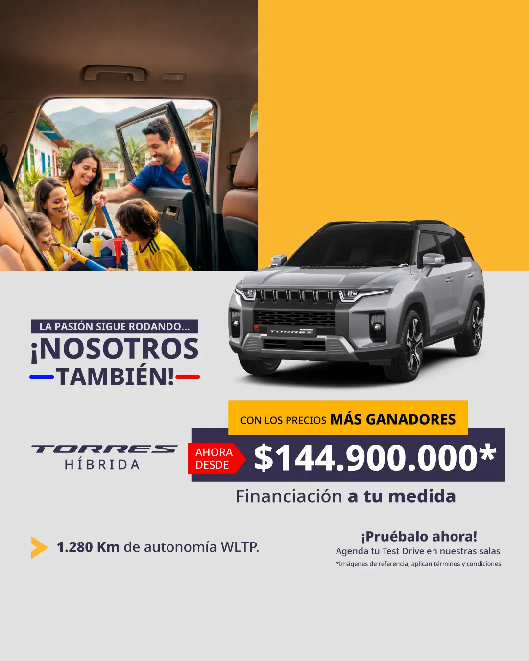 Banner para celulares de la Ssangyong Torres Híbrida en Colombia a precio especial de $144.900.000 en Julio.