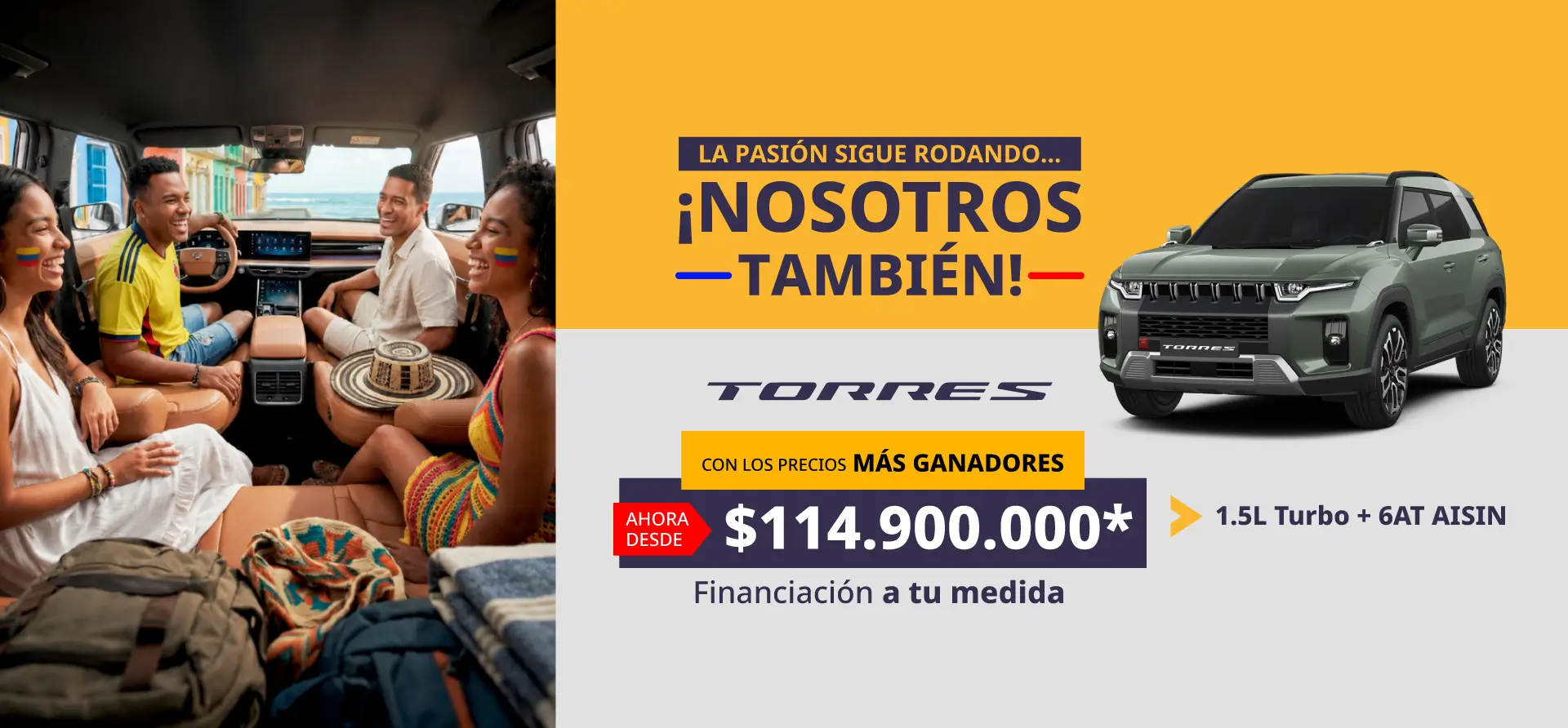 Camioneta SUV Ssangyong Torres 1.5L Turbo color verde oliva en oferta de Julio en Colombia por $114.900.000.